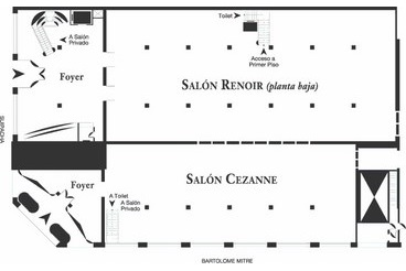 Plano de los salones Renoir y Cezanne del Palacio San Miguel